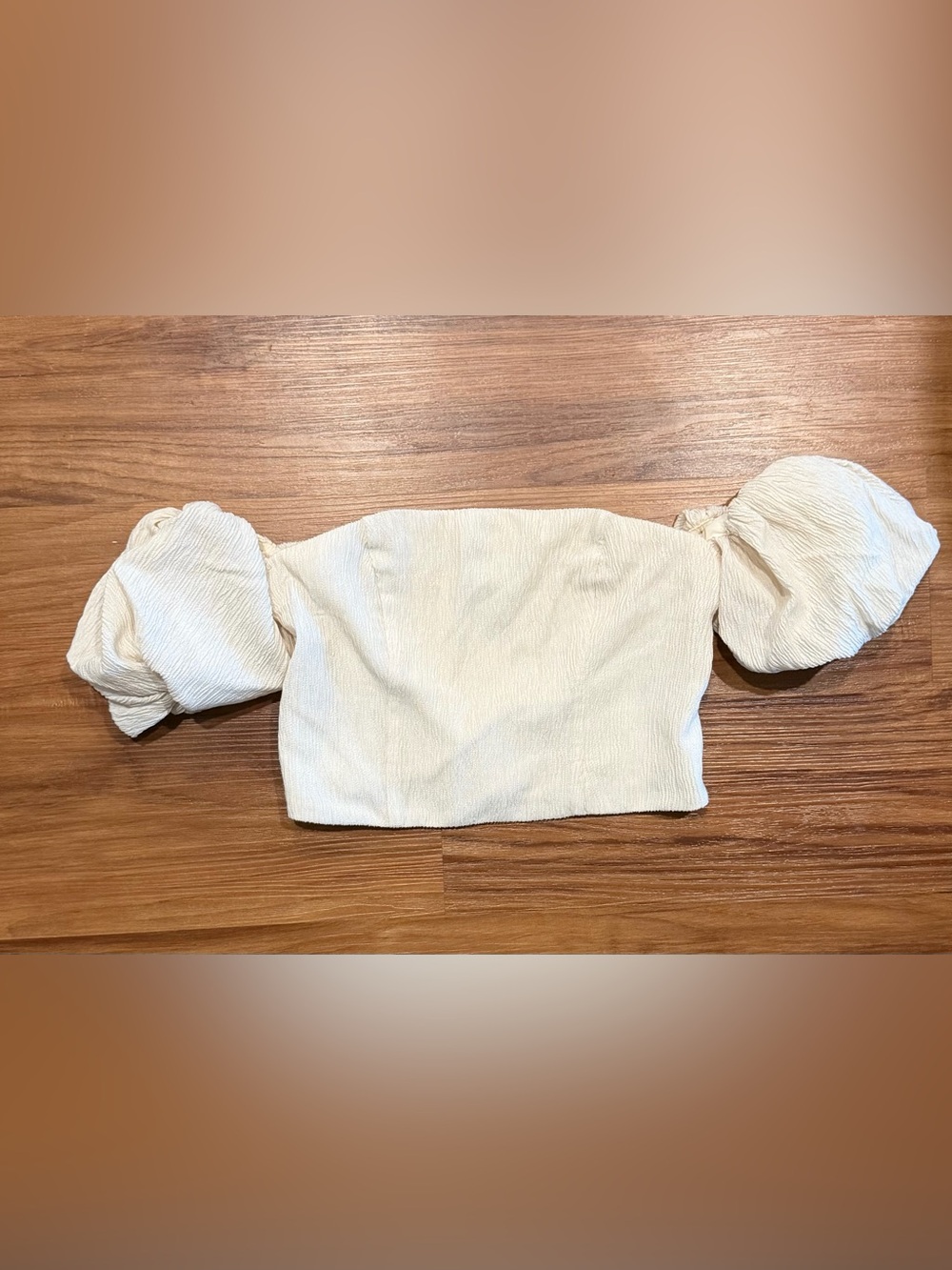 Abercrombie & Fitch Off-Shoulder Cream Ribbed Crop Top Sz XS